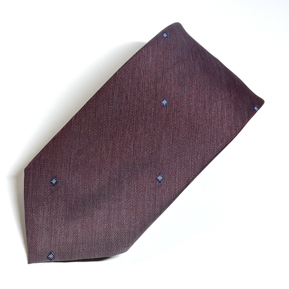 Vintage Necktie Mens Burgundy Geometric Textured Polyester Preppy Dark Academia